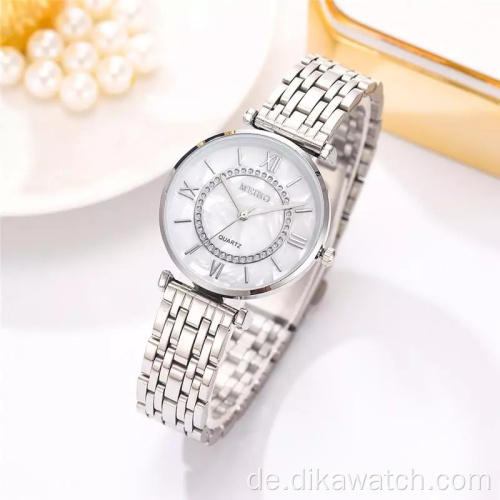 2020 Mode Damenuhren GS460 Luxus Diamant Damen Armbanduhren Edelstahl Silber Mesh Strap Weibliche Quarzuhr